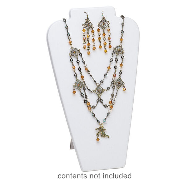 Display, necklace and earring, plastic and flocked cardboard, light grey, 11 x 6-1/2 x 5-1/2 inches with easel. Sold individually. image number 2