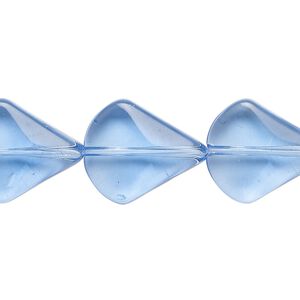 Bead, glass, translucent blue, 18x15mm beveled puffed teardrop. Sold per 14-inch strand, approximately 20 beads.