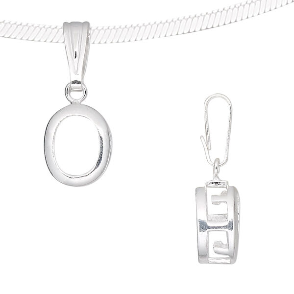 Pendant, sterling silver, smooth oval, 25x10mm, 10x8mm oval setting. Sold individually. image number 0