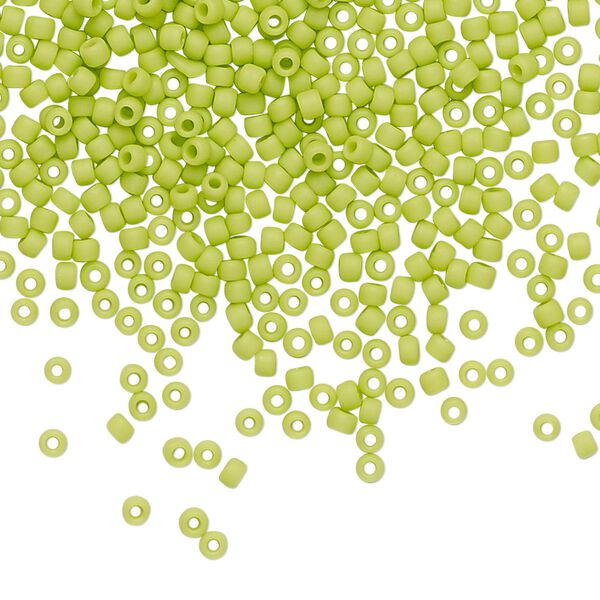 Seed bead, TOHO BEADS®, glass, pkg/7.5g, #11 round, opaque frosted sour apple (TR-11-44F). image number 0