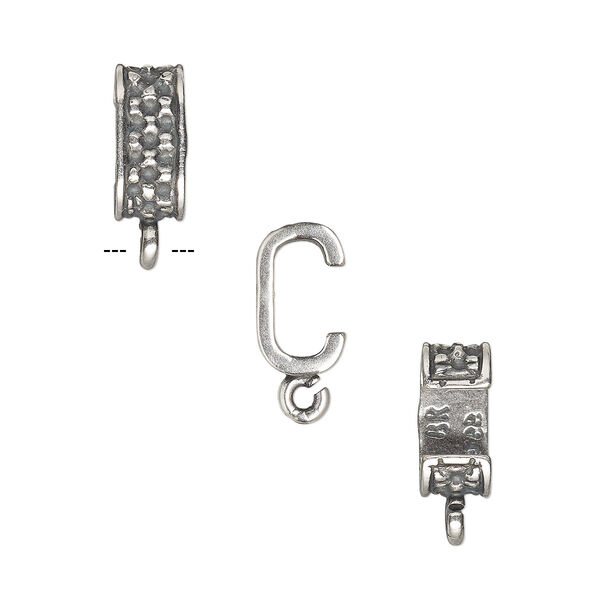 Component, JBB Findings, antique silver-plated brass, 9x4mm beaded rondelle with open loop, 7x3mm inside diameter. Sold per pkg of 2. image number 0