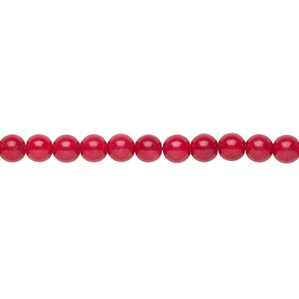Bead, bamboo coral (dyed), red, 3.5-4mm hand-cut round, B grade, Mohs hardness 3-1/2 to 4. Sold per 15-1/2" to 16" strand. image number 0