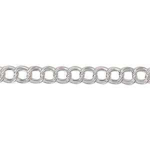 Chain 1pkg1 sterling silver curb, 5mm double, 5 foot unfinished