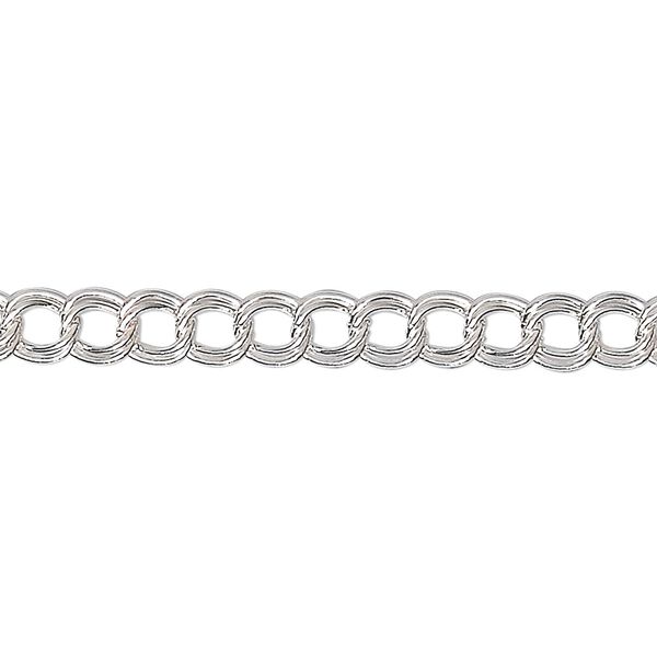 Chain, sterling silver, 5mm double curb. Sold per pkg of 5 feet. image number 0