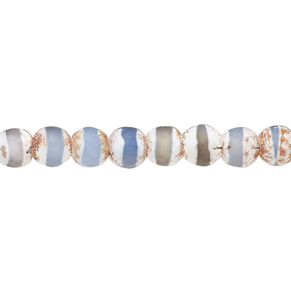 Bead, blue-brown agate (dyed/heated), matte, 5.5-6mm faceted round, B grade, Mohs hardness 6-1/2 to 7. Sold per 16-inch strand. image number 0