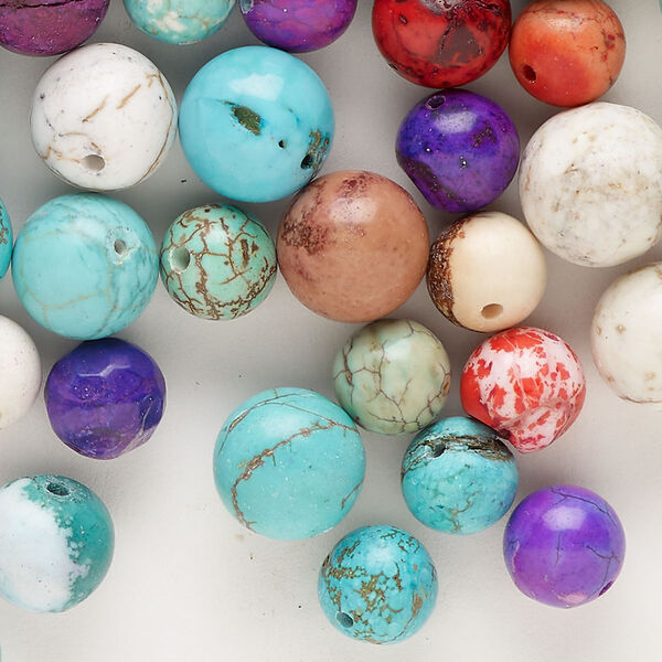 Magnesite 1pkg1, round bead C grade, 6 oz mix 8-13mm image number 0