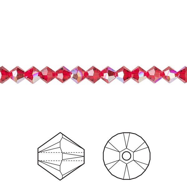 Bead 48pk light Siam AB, Crystal Passions® 4mm bicone 5328 image number 0