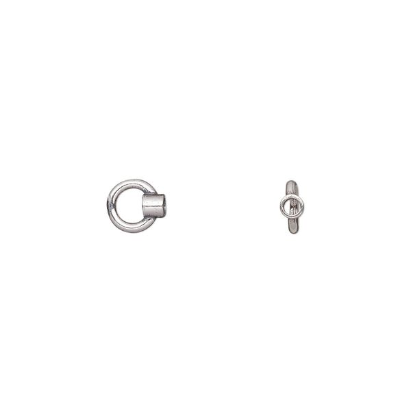 Crimp end, JBB Findings, antiqued sterling silver, 2.5x2mm tube with 5.5mm loop, 1.5mm hole. Sold per pkg of 2. image number 0