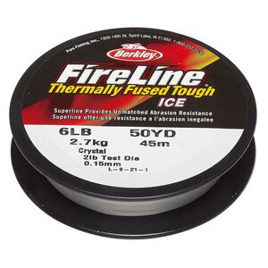 Thread, Berkley® FireLine®, high-modulus polyethylene, 8-fiber braid, crystal, 0.15mm diameter, 6-pound test. Sold per 50-yard spool.