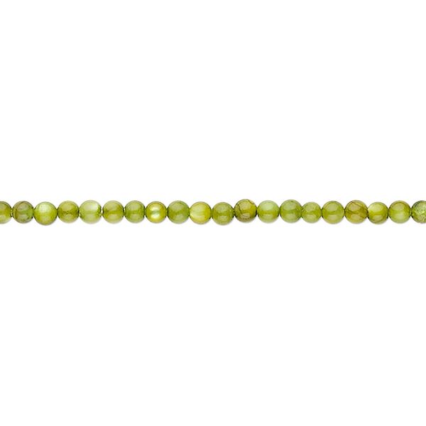 Bead, mother-of-pearl shell (dyed), moss green, 2mm round. Sold per 15" to 16" strand. image number 0