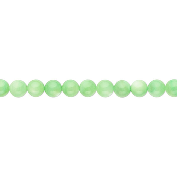 Bead, mother-of-pearl shell (dyed), mint green, 4mm round. Sold per 15" to 16" strand. image number 0