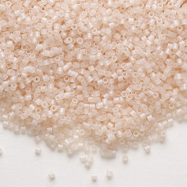 Seed bead, Delica®, glass, pkg/50g, #15 round, translucent matte rainbow pink mist (DBS-0868). image number 0