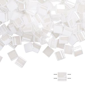 Seed bead, TILA®, glass, pkg/40g, 5mm full tila square, opaque ceylon pearl white, (TL-511).