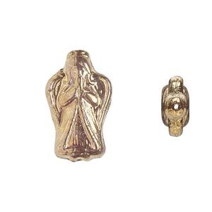 Bead, Preciosa, Czech pressed glass, opaque bronze, 23x13mm angel. Sold per pkg of 5.