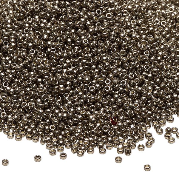 Seed bead, Miyuki, glass, pkg/250g, #15 rocaille, Duracoat® opaque galvanized pewter, (RR-4222). image number 0