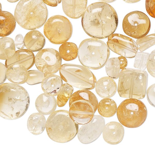 Brandy citrine / citrine 1pkg1, hand-cut top-drilled / center-drilled mixed shapes bead 1 oz mix 3x2mm-11x6mm image number 0