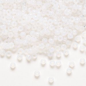 Seed bead, Miyuki, glass, pkg/250g, #8 rocaille, translucent opal (RR-550).