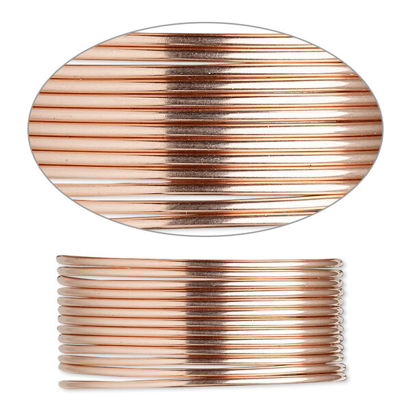 Wire, 12Kt rose gold-filled, half-hard, round, 18 gauge. Sold per pkg of 25 feet. image number 0