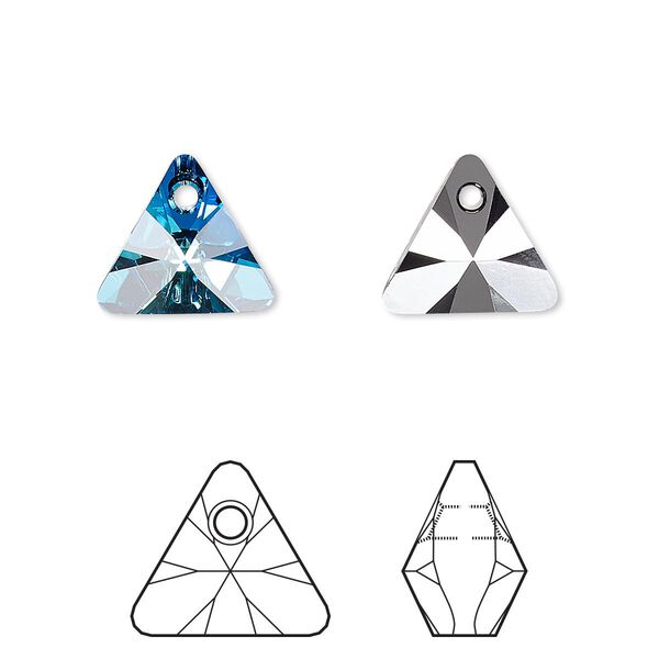 Drop 2pk crystal Bermuda blue P, Crystal Passions® 12mm pendant mini triangle 6628 image number 0