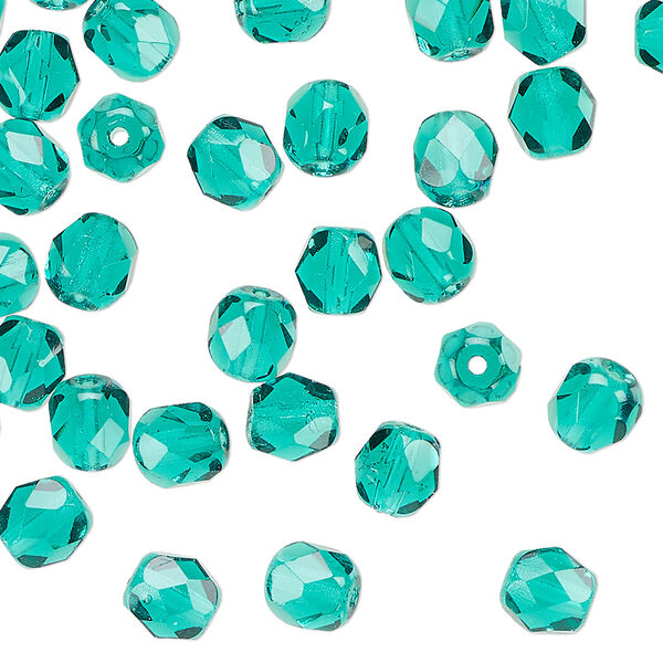 Czech fire-polished glass 1pkg1, faceted round bead translucent teal 1 mass 6mm image number 0