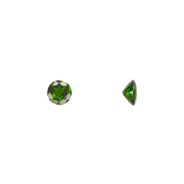 Gem, chrome diopside (natural), 6mm hand-cut faceted round, B grade, Mohs hardness 5-1/2 to 6. Sold individually. image number 0