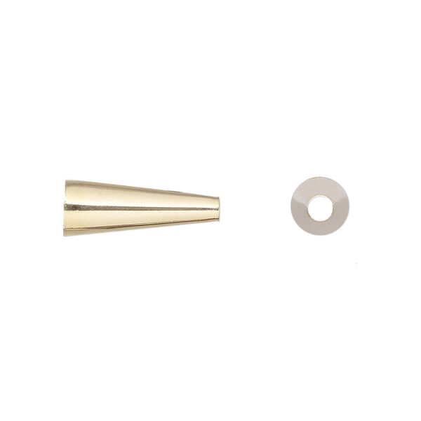 Cone, 14Kt gold, 16x6mm with 5.5mm inside diameter. Sold per pkg of 2. image number 0