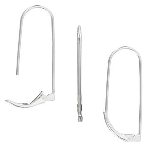 Ear wire leverback 1pkg2 sterling silver, 27mm, 1 pair