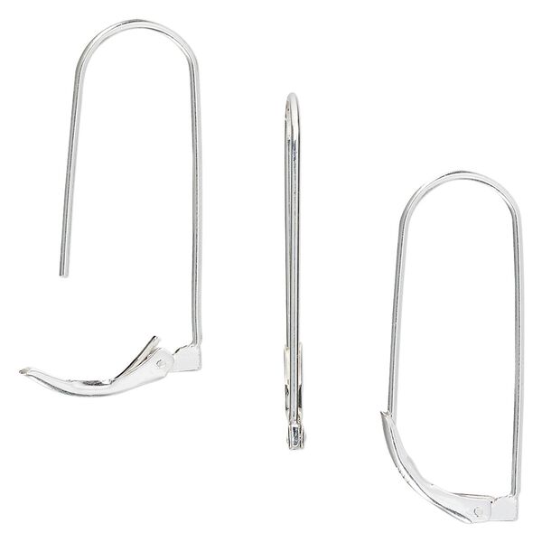 Ear wire leverback 1pkg2 sterling silver, 27mm, 1 pair image number 0