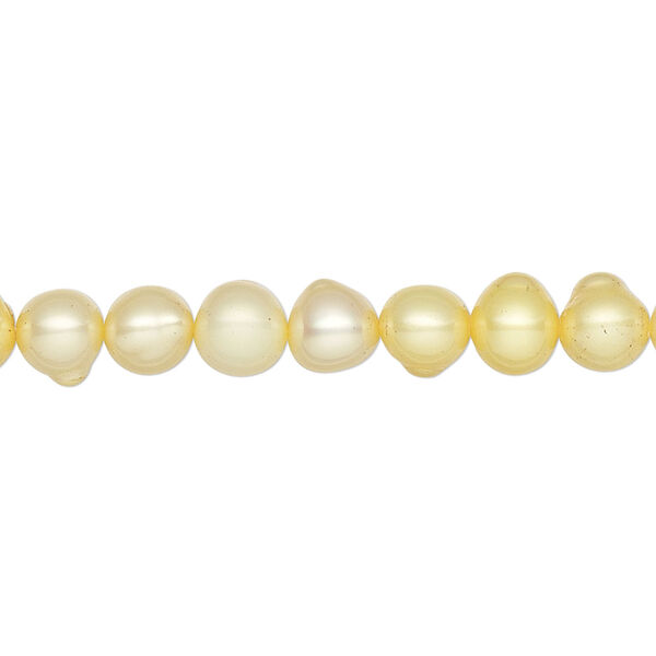Pearl, cultured freshwater (dyed), jonquil, 6-7mm semi-round, C- grade, Mohs hardness 2-1/2 to 4. Sold per 16-inch strand. image number 0