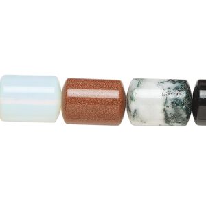 Multi-gemstone / glass 1pkg1, drum bead 15 inch 13x10mm-14x11mm