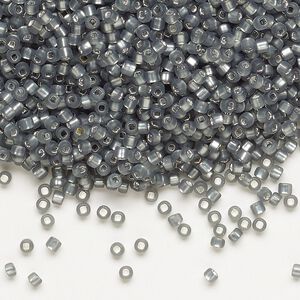 Seed bead, Dyna-Mites™, glass, pkg/40g, #11 round, translucent silver-lined matte gunmetal, (86MA:SR 11/0 SR).
