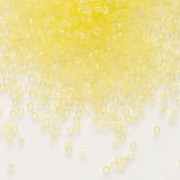 Seed bead, Delica®, glass, pkg/7.5g, #11 round, transparent pale yellow glass enamel crystal clear (DB-1401). image number 0