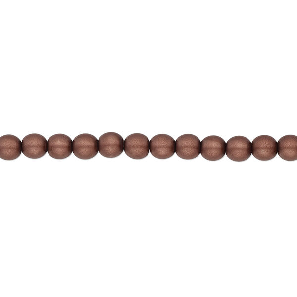 Bead, Czech pearl-coated glass druk, opaque matte mocha, 4mm round. Sold per 15-1/2" to 16" strand. image number 0