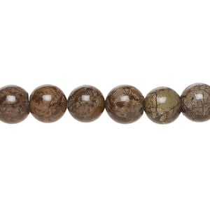 Brown snowflake jasper 1pkg1, round bead natural, 14 inch 8mm