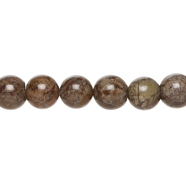 Brown snowflake jasper 1pkg1, round bead natural, 14 inch 8mm image number 0