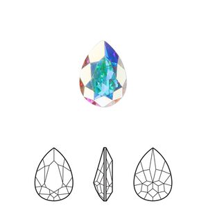 Fancy stone 1pk crystal AB foil back, Crystal Passions® 14x10mm pear 4320