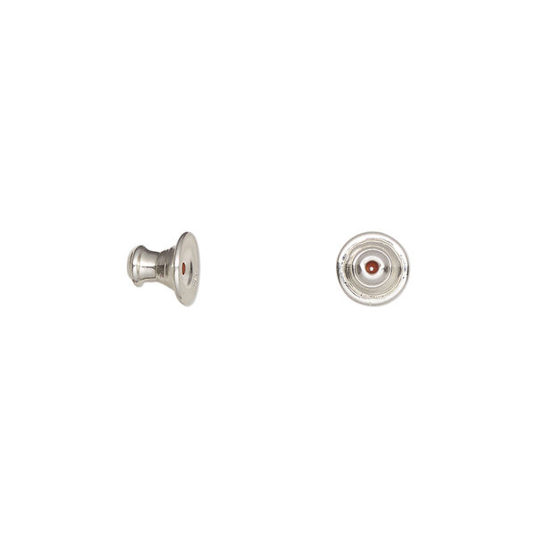 Earnut 1pkg1 sterling silver, 6x5mm barrel, 1 pair image number 0