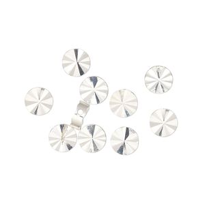 Bead, silver-finished "pewter" (zinc-based alloy), 6mm flat round with sunburst. Sold per pkg of 10.
