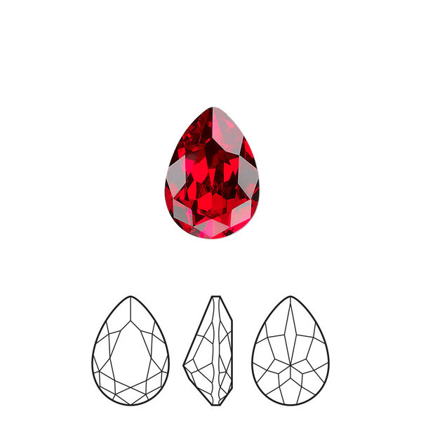 Fancy stone 2pk light Siam foil back, Preciosa MAXIMA Czech crystal rhinestone 14x10mm pear image number 0