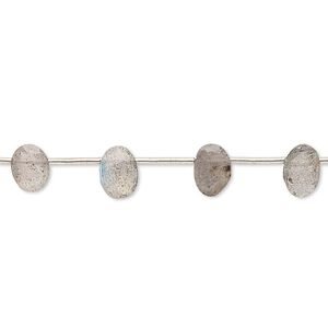 Labradorite 1pkg16, hand-cut top-drilled faceted puffed oval bead natural 5x4mm-8x6mm
