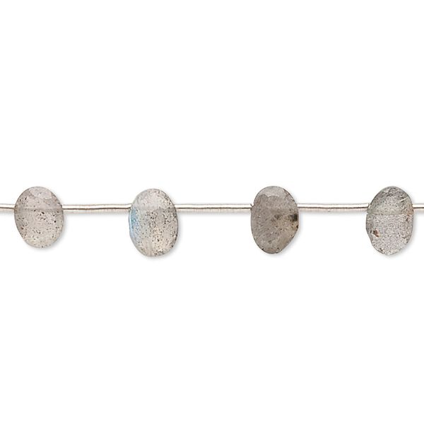 Labradorite 1pkg16, hand-cut top-drilled faceted puffed oval bead natural 5x4mm-8x6mm image number 0