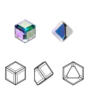 Fancy stone 72pk crystal AB CAL VZ, Swarovski® 8mm flat back cube 4841