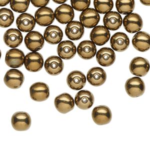 Czech glass 1pkg60, round druk bead light bronze 6mm
