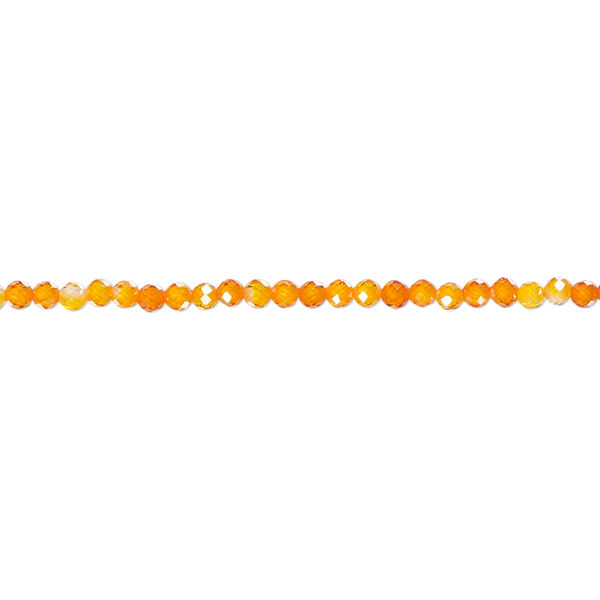 Bead, cubic zirconia, orange and light orange, 2mm micro-faceted round, Mohs hardness 8-1/2. Sold per 8-inch strand, approximately 95 beads. image number 0