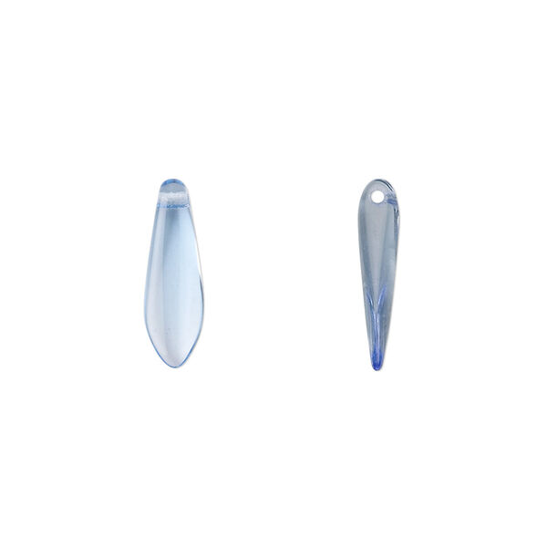 Bead, Czech pressed glass, sapphire blue, 15.5x5mm top-drilled dagger. Sold per 15-1/2" to 16" strand, approximately 135-150 beads. image number 0