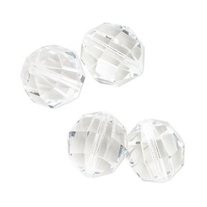 Bead 4pk crystal, vintage Preciosa Czech crystal 14mm round