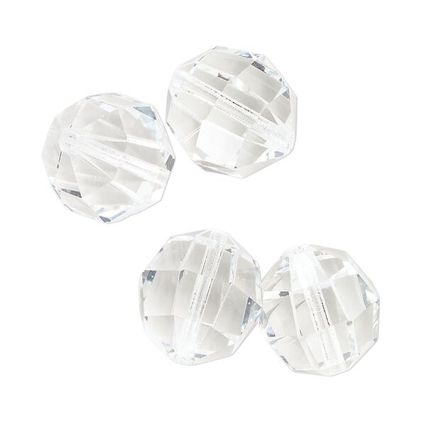 Bead 4pk crystal, vintage Preciosa Czech crystal 14mm round image number 0