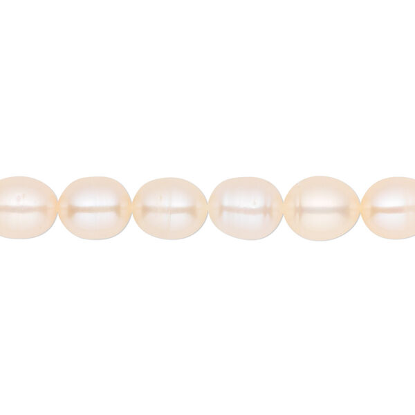 Pearl, White Lotus™, cultured freshwater, peach, 5-7mm rice, C grade, Mohs hardness 2-1/2 to 4. Sold per 16-inch strand. image number 0
