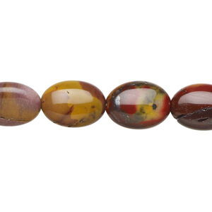 Moukaite jasper 1pkg1, puffed oval bead natural, 15 inch 14x10mm