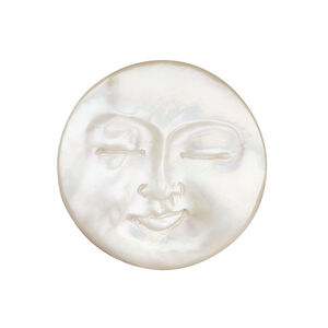 Cab 1pkg1 mother-of-pearl shell, 30mm round moon face, bleached